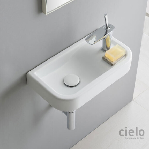 Cielo Opera Umywalka wisząca lub nablatowa 45x25x8 cm biała OPLA45