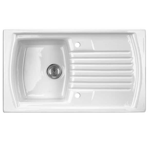 Deante Lusitano Zlewozmywak ceramiczny 1-komorowy 86x50 cm z ociekaczem biały ZCL_611N
