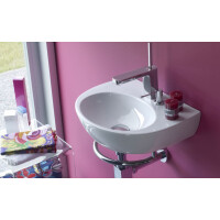 Bathco Alhambra/D Umywalka wisząca 45,5x33,5x11 cm z relingiem i dozownikiem biała 4910/D