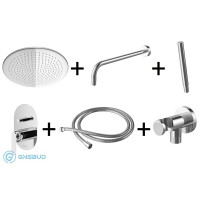 Kohlman Boxine Zestaw prysznicowy podtynkowy z deszczownicą okrągłą 35 cm chrom QW210BR35