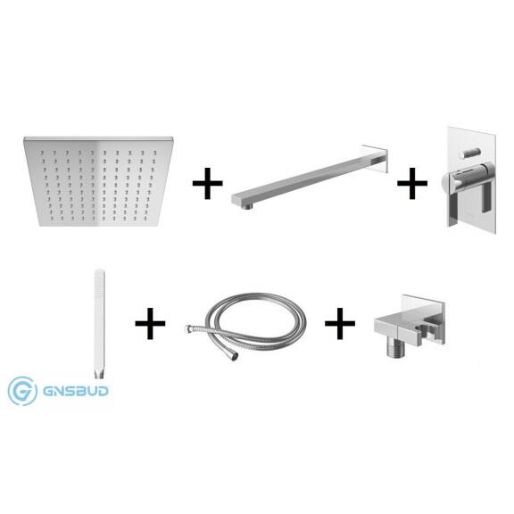 Kohlman Dexame Zestaw prysznicowy podtynkowy z deszczownicą kwadratową 20x20 cm chrom QW210DQ20