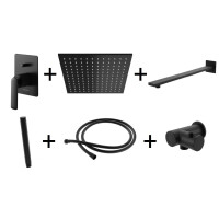 Kohlman Experience Black Zestaw prysznicowy podtynkowy z deszczownicą kwadratową 25x25 cm czarny mat QW210EBQ25
