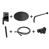 Kohlman Experience Black Zestaw prysznicowy podtynkowy z deszczownicą okrągłą 30 cm czarny mat QW210EBR30