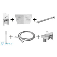 Kohlman Excelent Zestaw prysznicowy podtynkowy z deszczownicą kwadratową 25x25 cm chrom QW210HQ25