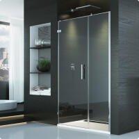 Ronal Sanswiss Pur Drzwi jednoczęściowe ze ścianką stałą w linii montaż z profilem przyściennym 140x200 cm lewe profile chrom szkło przezroczyste PU31PG1401007