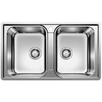 Blanco Lemis 8-IF Zlewozmywak stalowy dwukomorowy 86x50 cm stal szczotkowana 523039
