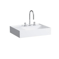 Laufen Kartell Umywalka wisząca 60x46x12 cm bez systemu przelewowego 3 otwory na baterię i ze szkliwieniem LCC biała H8103354001581
