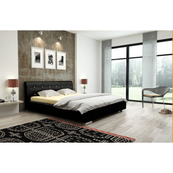 Fato Luxmeble Victoria Łóżko tapicerowane 140 cm czarne 16450