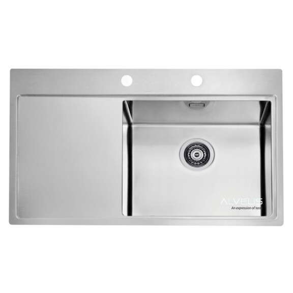 Alveus Pure 50 Zlewozmywak stalowy 86x52,5 cm 1-komorowy prawy z ociekaczem satyna 1103653