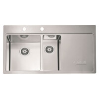 Alveus Pure 60 Zlewozmywak stalowy 98x52,5 cm 1,5-komorowy lewy z ociekaczem satyna 1103654