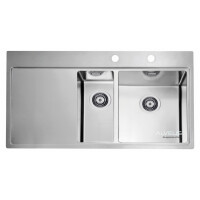 Alveus Pure 60 Zlewozmywak stalowy 86x52,5 cm 1,5-komorowy prawy z ociekaczem satyna 1103655