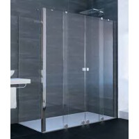 Huppe Xtensa Pure 4-kąt Ścianka boczna do drzwi przesuwnych 2-częściowych z 2 stałymi segmentami 20-110x120-200 cm wykonanie na wymiar profile czarne black edition szkło przezroczyste Anti-Plaque XT1880.123.322