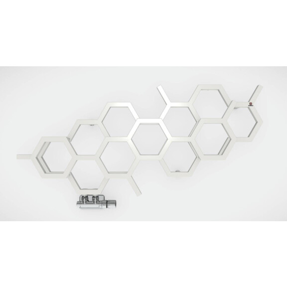 Terma Hex Poziomy Grzejnik łazienkowy 50,2x112,6 cm podłączenie YP prawy biały RAL 9016 WGH2X050112K916YP