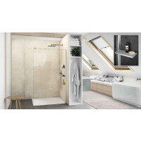 Huppe Select+ SW 100 Ścianka boczna wolnostojąca Walk-in 6 mm o wysokości 200 cm profile srebrne matowe szkło przezroczyste Anti-Plaque SL0204.087.322