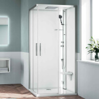 Novellini Glax 1 2.0 2P Kabina wielofunkcyjna 120x80x210 cm wersja prawa profile srebrne szkło przezroczyste G212P120DMFL-1BB
