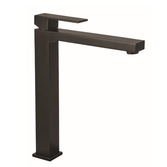 Paffoni Elle Bateria umywalkowa wysoka z korkiem click-clack czarny mat EL081KNO