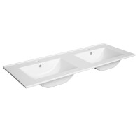 Defra Plan 120 Umywalka meblowa podwójna 120x46 cm z przelewem z otworami na baterie biała 1728