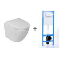 Lavita Sogo Zestaw Toaleta WC 49x37 cm bez kołnierza + deska wolnoopadająca + stelaż biała 5908211401454+5908211494838
