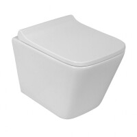 Lavita Lago Zestaw Toaleta WC 49x34,5 cm krótka bez kołnierza + deska wolnoopadająca biała 5908211491950