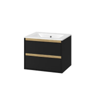 Excellent Tuto Zestaw Szafka podumywalkowa 61x46,5x50 cm z umywalką czarny mat/dąb/biały MLEX.0103.600.BKBL+CEEX.3617.600.WH