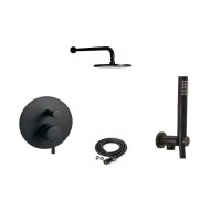 Emmevi Piper Zestaw prysznicowy podtynkowy z deszczownicą 22,5 cm czarny mat PI015ZSC3A.NO
