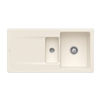 Villeroy&Boch Siluet 60 R Flat Zlewozmywak ceramiczny 1,5-komorowy CeramicPlus 98x49 cm na równi z blatem z ociekaczem kremowy Crema 33371FKR