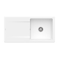 Villeroy&Boch Siluet 60 Flat Zlewozmywak ceramiczny 1-komorowy CeramicPlus 98x49 cm na równi z blatem z ociekaczem biały Snow White 33361FKG