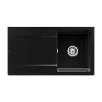 Villeroy&Boch Siluet 50 Flat Zlewozmywak ceramiczny 1-komorowy CeramicPlus 88x49 cm na równi z blatem z ociekaczem czarny Chromit 33351FJ0