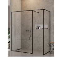 New Trendy New Modus Black Kabina prysznicowa Walk-in 150x120x200 cm z powłoką Active Shield profile czarne szkło przezroczyste EXK-0124