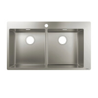Hansgrohe S71 Zlewozmywak stalowy dwukomorowy 86,5x50 cm stal szlachetna szczotkowana 43303800
