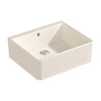Villeroy&Boch Sink Unit 60 X Zlewozmywak ceramiczny farmerski 1-komorowy CeramicPlus 59,5x50 cm z korkiem pop-up podblatowy bez ociekacza kremowy Crema 636002KR