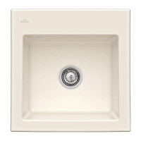 Villeroy&Boch Subway 50 S Zlewozmywak ceramiczny 1-komorowy CeramicPlus 52,5x51 cm z korkiem pop-up do wbudowania bez ociekacza kremowy Crema 331502KR