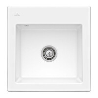 Villeroy&Boch Subway 50 S Zlewozmywak ceramiczny 1-komorowy CeramicPlus 52,5x51 cm z korkiem pop-up do wbudowania bez ociekacza biały Weiss Alpin 331502R1