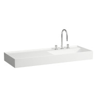 Laufen Kartell Umywalka wisząca lub meblowa 120x46 cm bez otworu na baterię biały mat H8133337571121