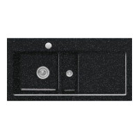 Villeroy&Boch Subway 60 Zlewozmywak ceramiczny 1,5-komorowy lewy CeramicPlus 100x51 cm do wbudowania z ociekaczem czarny Chromit 677001J0