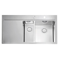 Alveus Pure Up 60 Zlewozmywak stalowy półtorakomorowy 98x52,5 cm prawy satyna 1123794