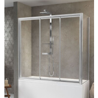 Novellini Aurora 3PV4 Parawan trzyczęściowy przesuwny 162-168x150 cm profile srebrne szkło przezroczyste AURORA3PV162-1B