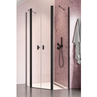 Radaway Nes Black PTD Kabina pięciokątna 90x90x200 cm profile czarne szkło przezroczyste 10051000-54-01+10051600-54-01