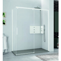 Novellini Kuadra Black 2.0 PH+FH Drzwi przesuwne 107-109x200 cm prawe szkło przezroczyste profile czarne K2PH107D-1H