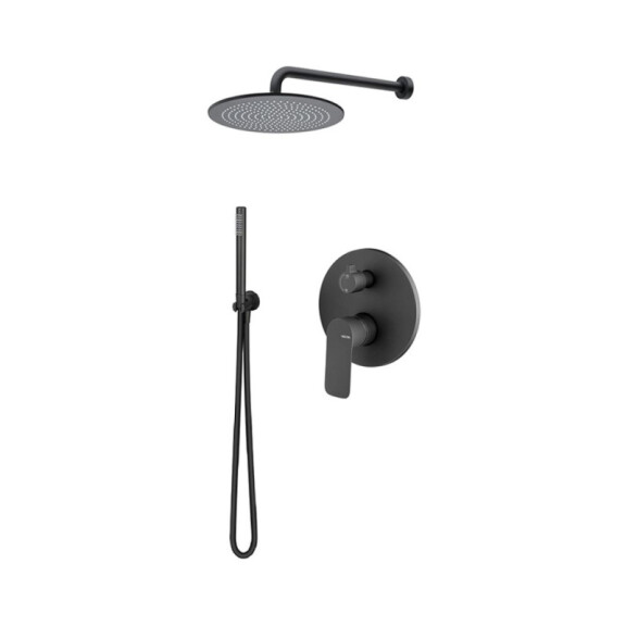 Vema Slate Zestaw prysznicowy podtynkowy z deszczownicą 20 cm czarny SLAZES20/CZAR