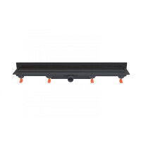 Werit/Jomo JomoTech Exclusive Wall 40 Odpływ liniowy przyścienny 65 cm z maskownicą 2-stronną Flis czarny mat 175-30650401-38
