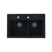 Alveus Atrox 50 Zlewozmywak granitowy dwukomorowy 79x50 cm czarny 1132002