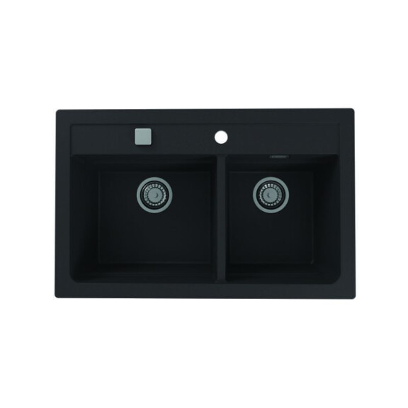 Alveus Atrox 50 Zlewozmywak granitowy dwukomorowy 79x50 cm czarny 1132002