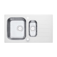Alveus Glassix Up 20 Zlewozmywak szklany półtorakomorowy 86x50 cm biały/satyna 1123822