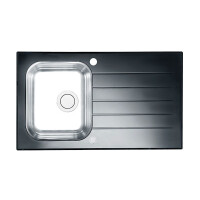 Alveus Glassix Up 10 Zlewozmywak szklany jednokomorowy 86x50 cm czarny/satyna 1123820