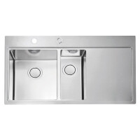 Alveus Pure Up 60 Zlewozmywak stalowy półtorakomorowy 98x52,5 cm lewy satyna 1123793