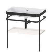 Duravit Happy D.2 Plus Umywalka meblowa c-bonded z konsolą 77,5x85 cm bez otworu na baterię czarny mat/biały HP4737N2222