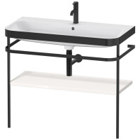 Duravit Happy D.2 Plus Umywalka meblowa c-bonded z konsolą 97,5x85 cm z 1 otworem na baterię czarny mat/biały HP4738O2222