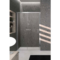Novellini Kali 2P+F Drzwi przesuwne wnękowe 134-140x195 cm szkło przezroczyste profile srebrne KALI2P134-1B