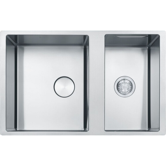 Franke Box Center BWX 120-41-27 Zlewozmywak stalowy dwukomorowy 82x52 cm stal szczotkowana 122.0617.527